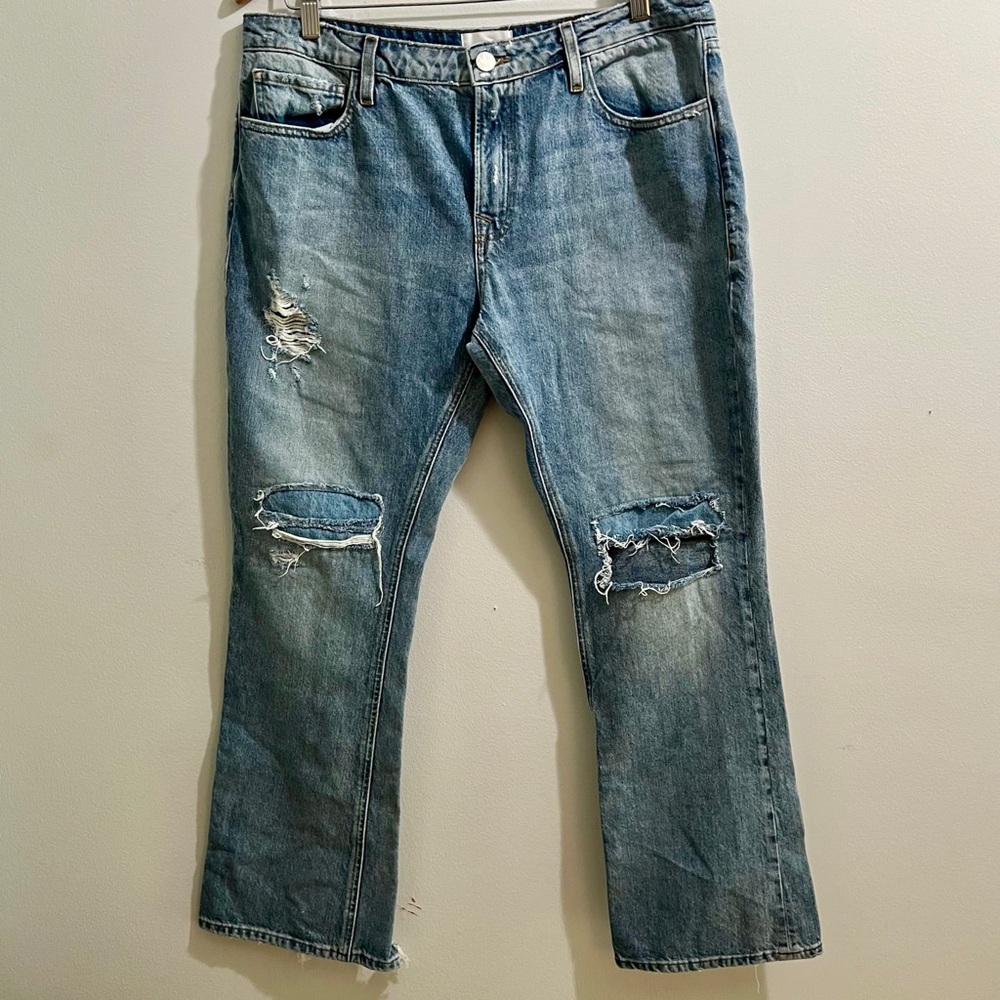 Frame The Low Boot Jeans In Spears Women’s Size 31 Western Distressed Boho Denim